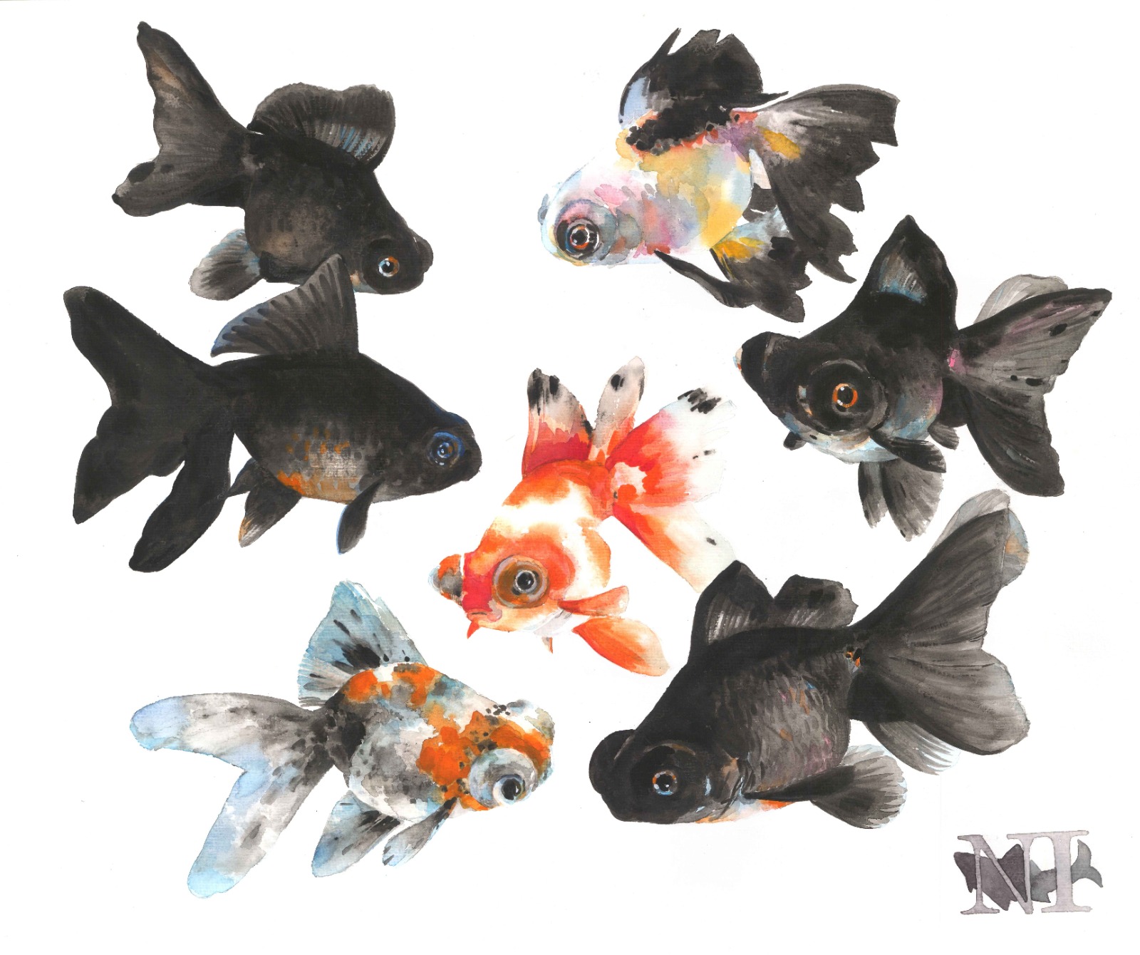 Guppys — Acryl auf Leinwand von Nataliia Ignatiadi